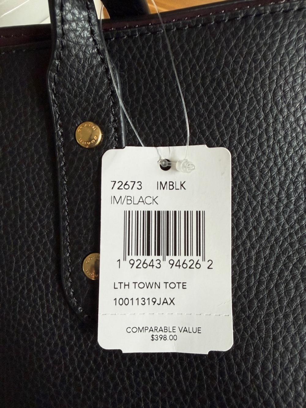 Coach Black Pebbled Leather Tote with Gold Logo - Picture 2 of 10
